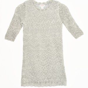 Cat & Jack Crochet Sweater Dress with Sparkly Gold Threads - Medium 7/8